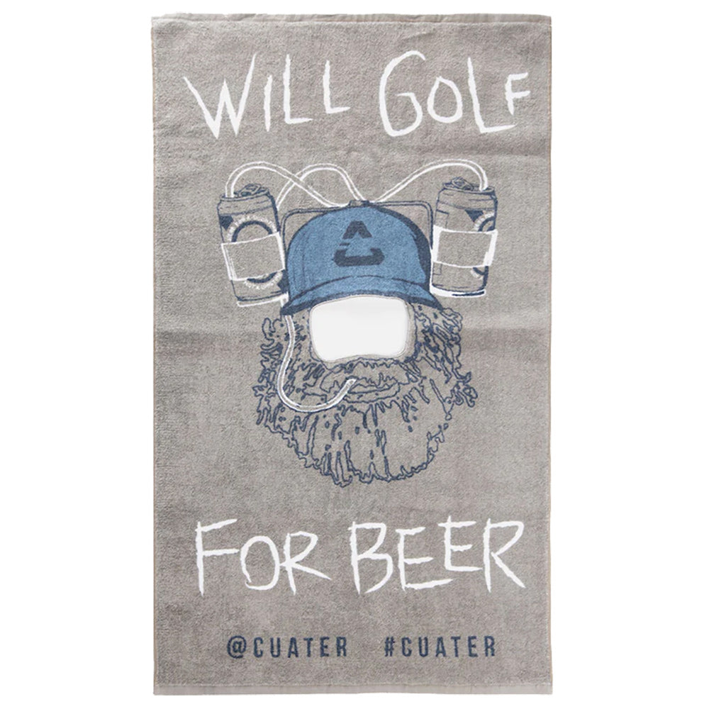 Cuater by TravisMathew Happy Head Golf Towel - Premium Microfiber Golf Towel with Clip for Golf Bag - Perfect for Golfers, Driving Range & On-Course Use