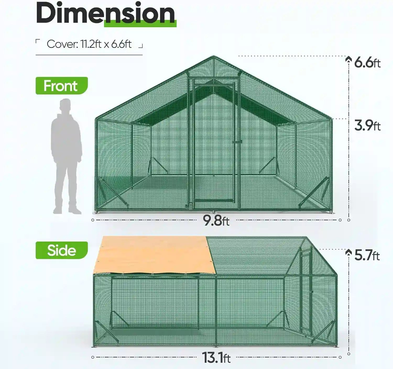 Premium Large Walk-In Chicken Coop with Run - Spacious Poultry House for 10-15 Hens - Weatherproof Outdoor Chicken Pen for Backyard Farming & Free Range Eggs