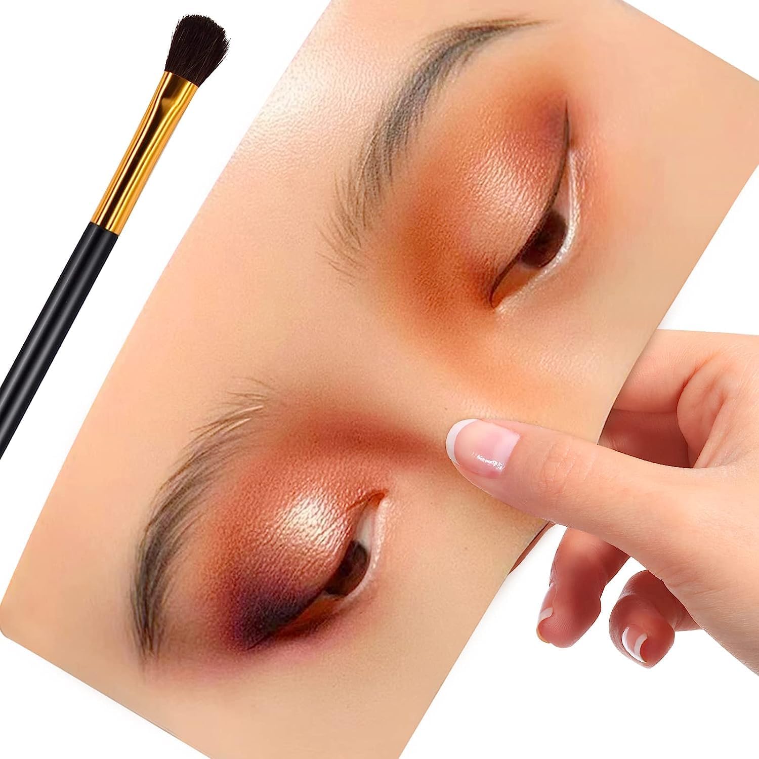 ELITEWAVE 4PCS Silicone Face Makeup Mannequin Head - Professional Eyeshadow Practice Kit with 3PCS Makeup Brushes for Beauty Students & Makeup Artists - Perfect for Training, Practice & Salon Use
