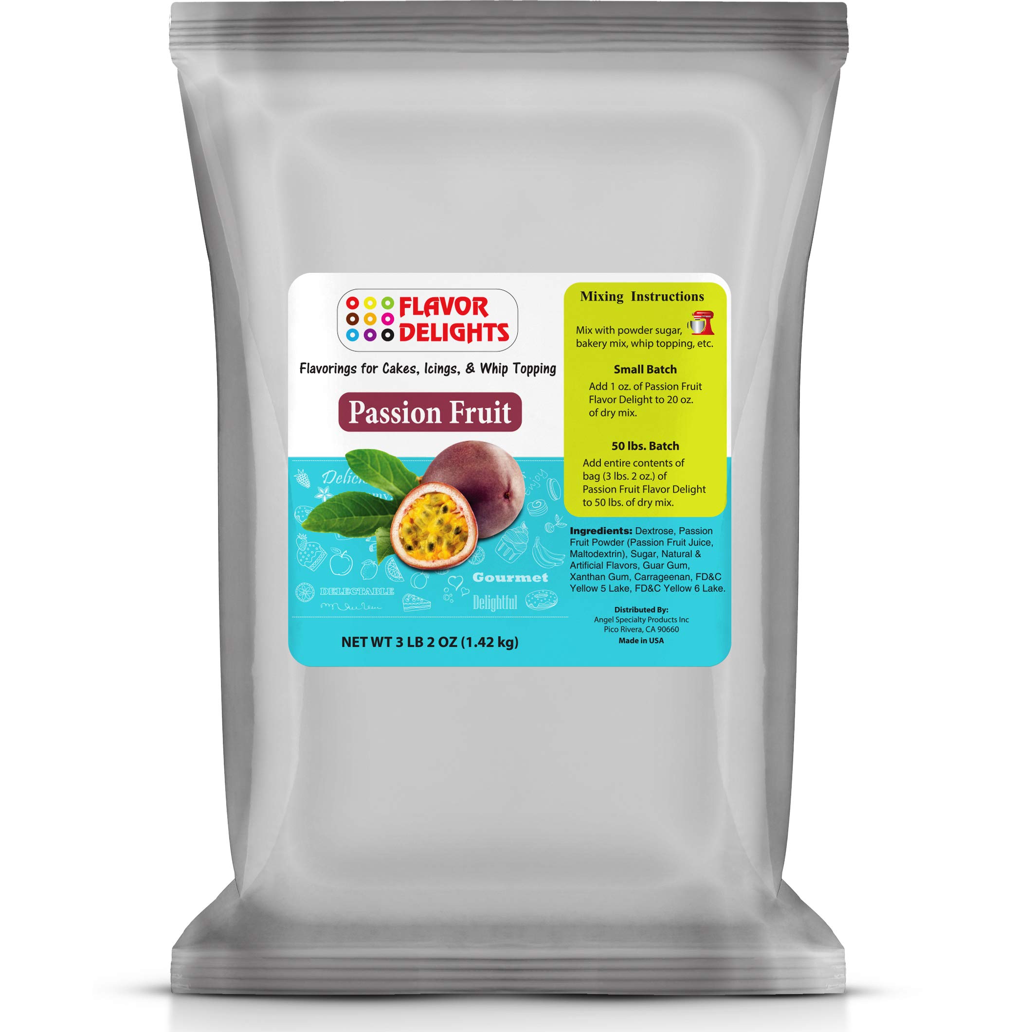Angel Specialty Products Flavor Delights Bakery Mix - Passion Fruit, Pistachio, Pumpkin Pie & Strawberry Flavored Powder (3lb) for Baking, Desserts & Cake Decorating