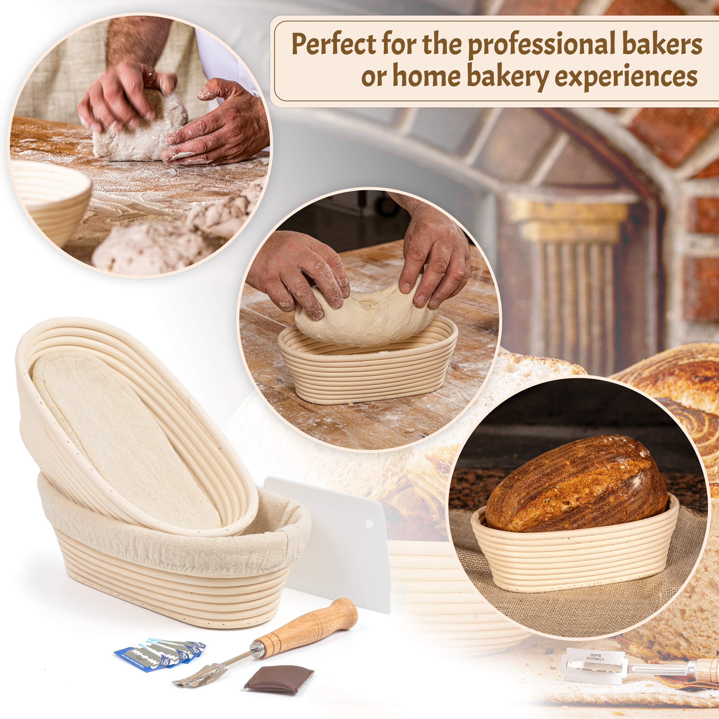 Premium Oval Banneton Proofing Basket Set of 2 (10