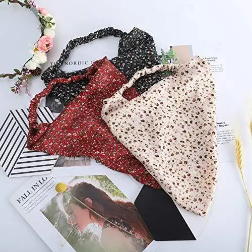 Floral Elastic Hair Kerchief Scarf Set of 3 - Stylish Headbands for Women, Girls | Perfect for Summer, Beach, Yoga, and Outdoor Activities