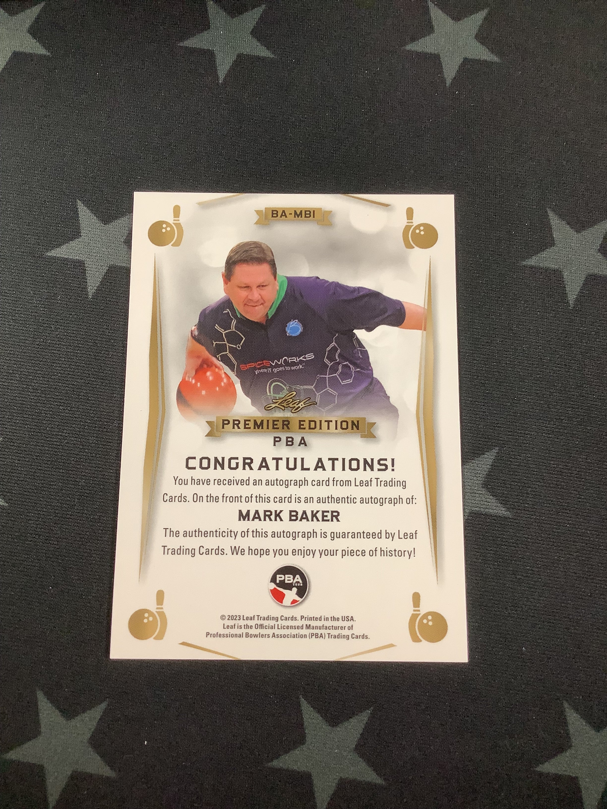 2023 Leaf Premier Edition PBA Mark Baker Autographed Card #3/10 Green - Rare Collectible for Bowling Memorabilia Enthusiasts & Sports Card Investors