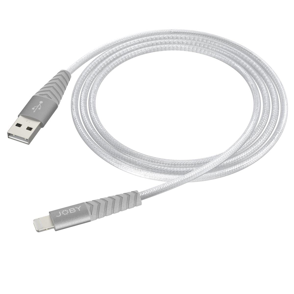 Joby 3.9' High Speed MFi Certified Lightning Cable - Fast Charging & Sync for iPhone 13/12/11/X/8 - Durable Silver Cord for Home, Office & Travel