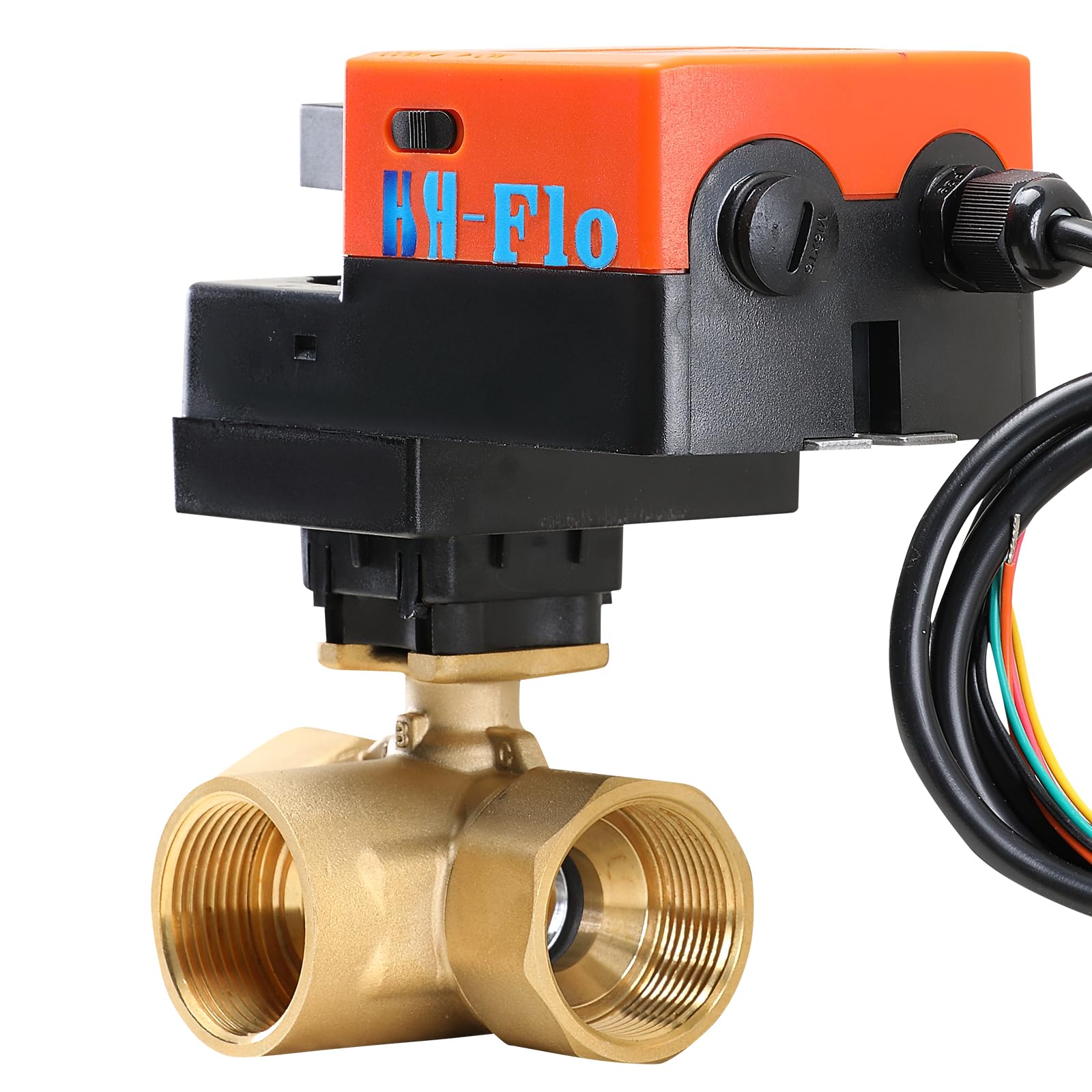 0.75 Inch 3-Way 24VAC/DC 0-10V 4-20mA Brass Proportional Integral Modulating Motorized Electrical Ball Valve - Perfect for HVAC, Water Flow Control, and Industrial Automation Systems