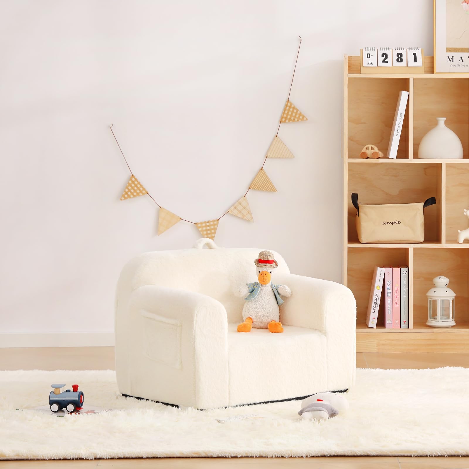 Plush Toddler Chair & Kids Couch - Convertible Comfy Sofa Lounger for Boys & Girls - Soft Reading Chair for Bedroom & Playroom - Perfect for Storytime, Playtime & Relaxation