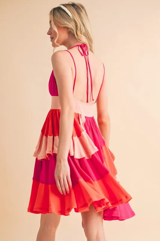 Stylish Pink Ruffled Sleeveless Mini Dress for Women - Perfect for Beach Vacations, Summer Parties & Resort Wear