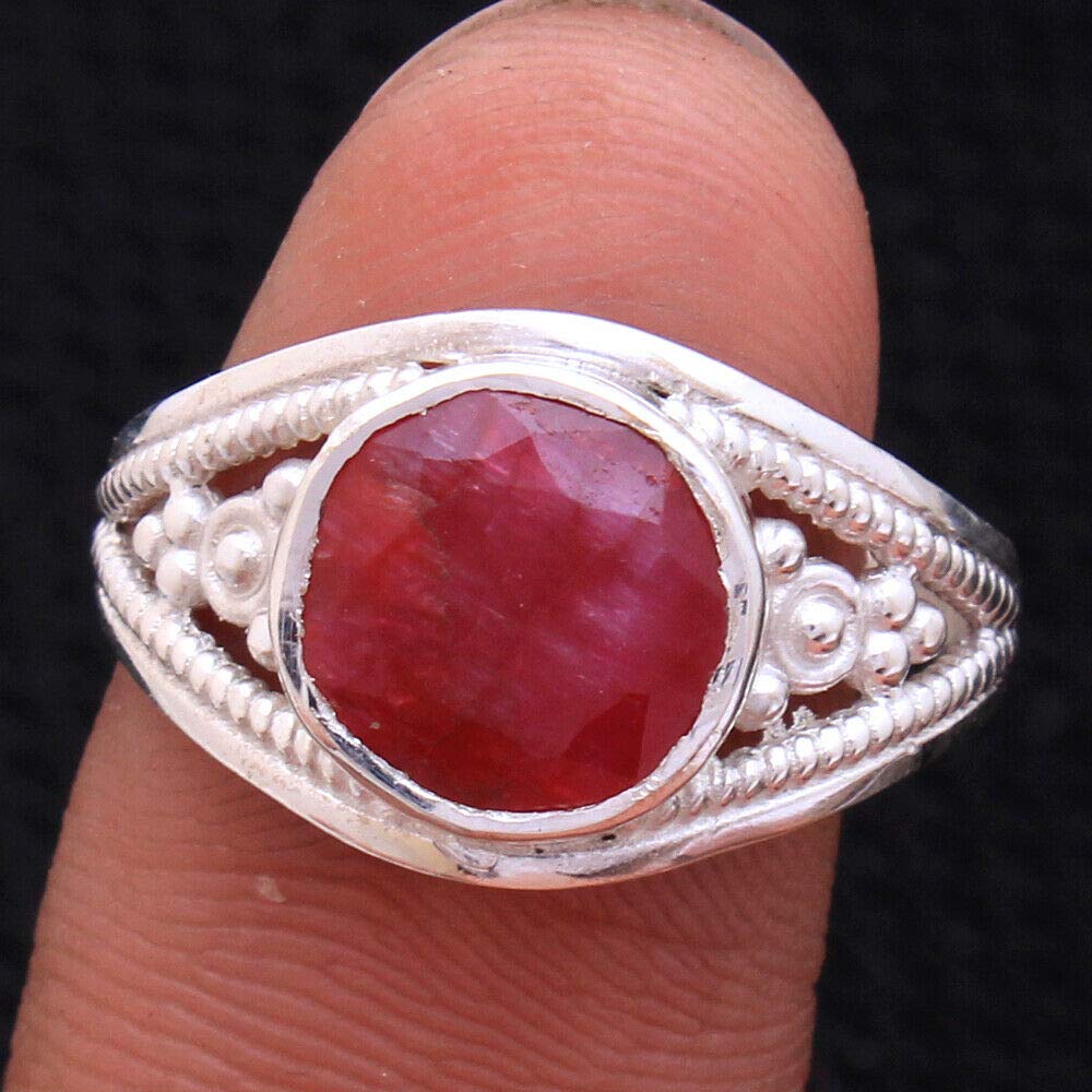 925 Sterling Silver Ruby Rings for Women - Elegant Red Bridesmaid Jewelry, Round Gemstone Statement Ring with Bezel Setting | Perfect for Weddings, Parties & Special Occasions