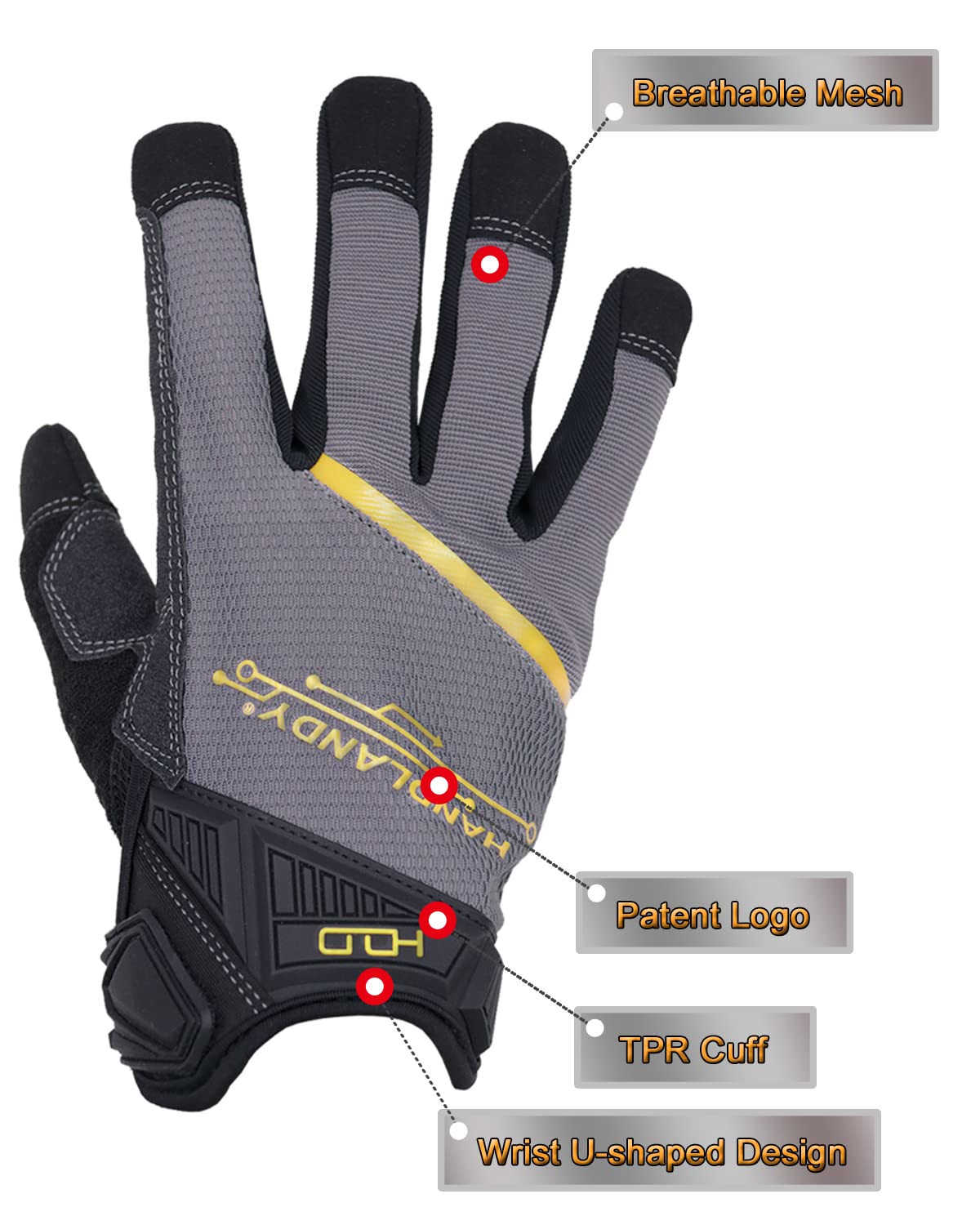 Handlandy Touchscreen Work Gloves for Men & Women - Mechanic & Yard Work
