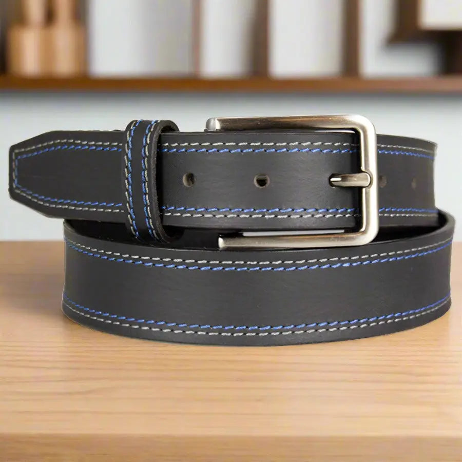 BOL Men's Genuine Leather Belt with Contrast Stitch - Stylish & Durable for Casual, Business & Formal Wear