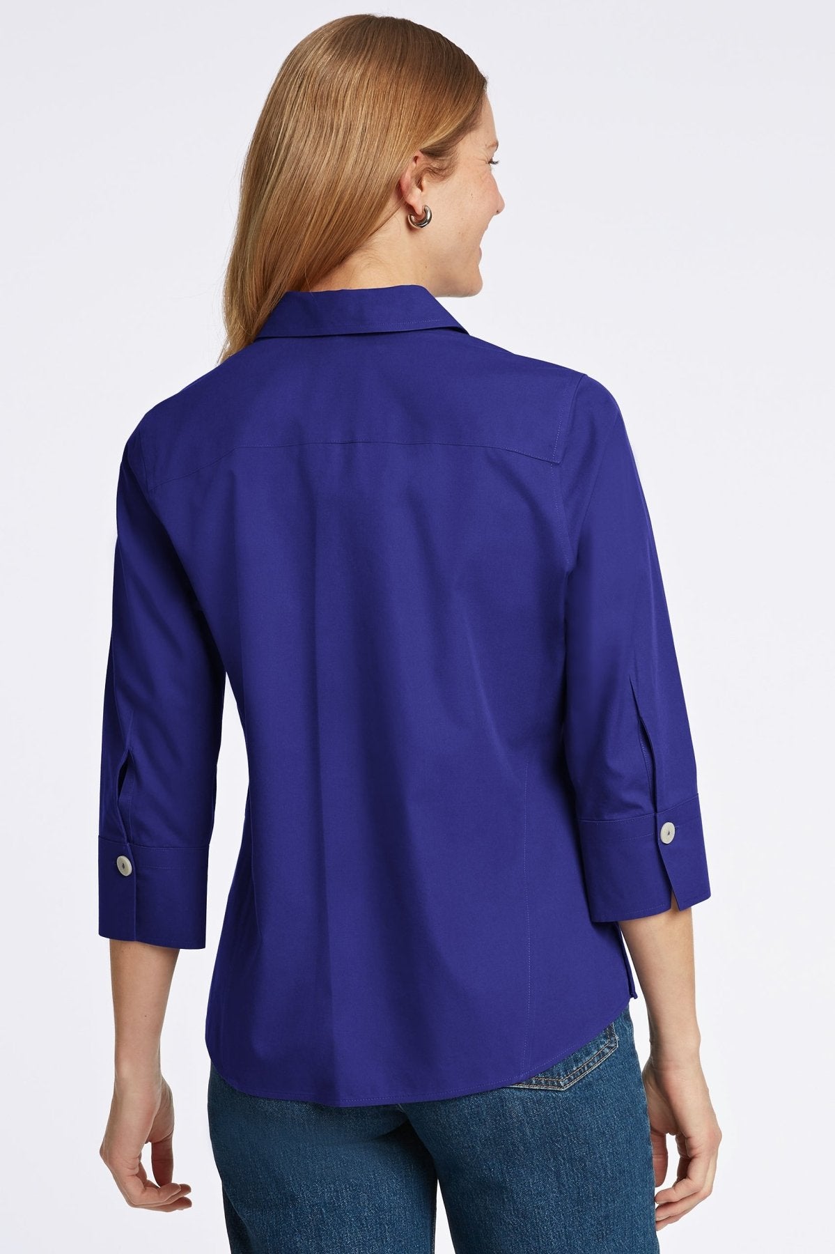 Paityn Wrinkle-Free Pinpoint Oxford 3/4 Sleeve Button-Down Shirt for Women | Business Casual & Office Wear