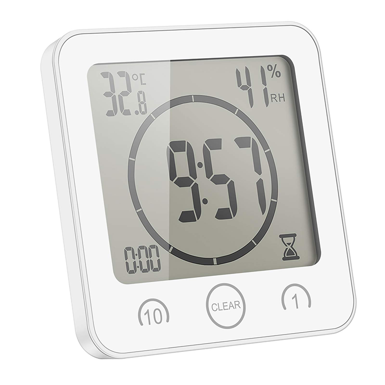Blingbin Digital Alarm Clock with Temperature & Humidity Sensor, Waterproof, Timer - Perfect for Bathroom, Kitchen, Bedroom, Office