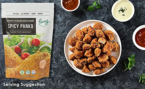 Pereg Spicy Panko Bread Crumbs - 9 Oz - Hot & Spicy Breadcrumbs for Coating & Stuffing - Perfect for Schnitzel, Seafood, Chicken, Vegetables & Meatballs - Great for Baking, Frying & Air Frying (Pack of 1)