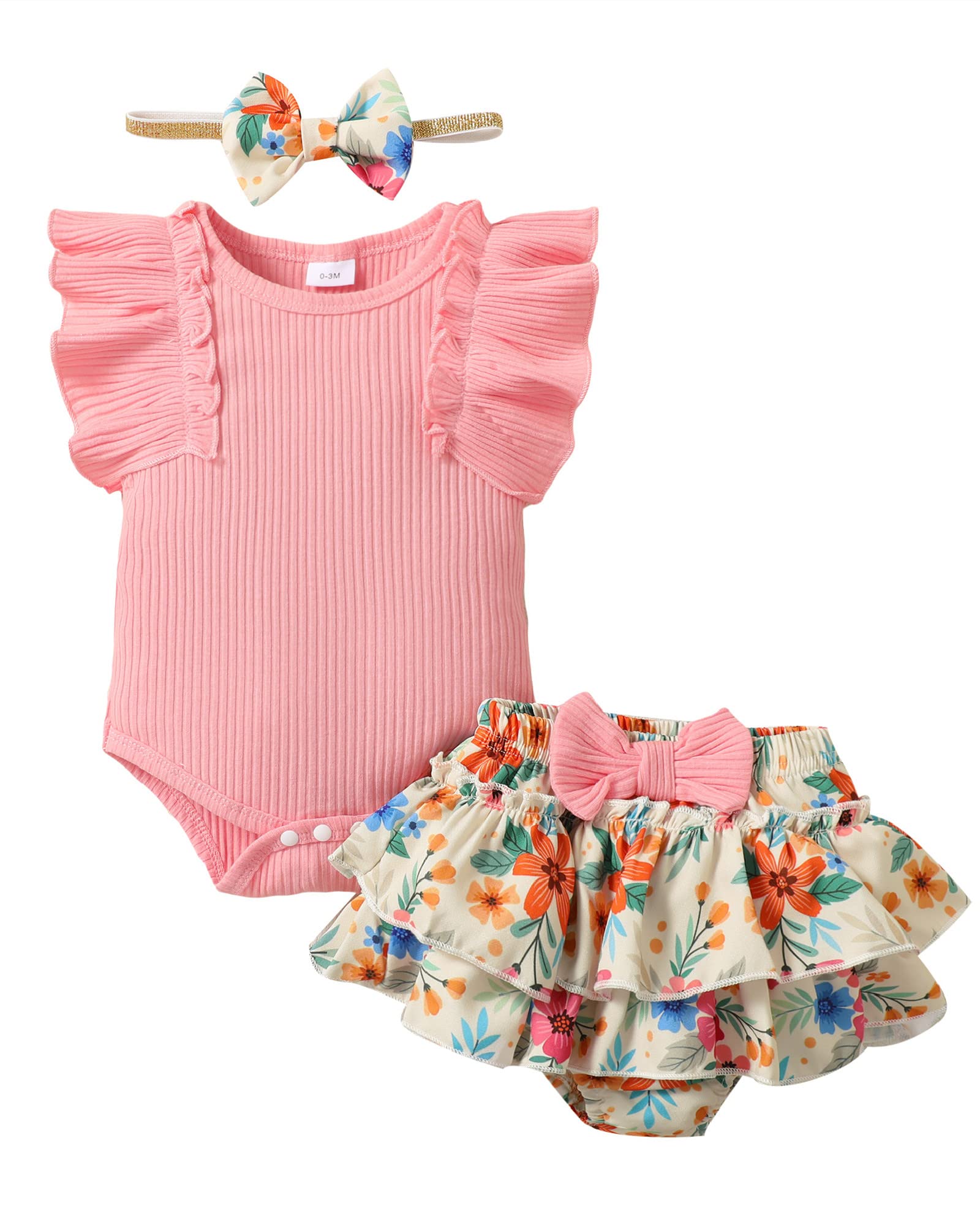 Adorable Floral Baby Girl Romper & Shorts Set - Newborn Summer Outfits for Infant Girls | Perfect for Playdates, Beach Trips & Photo Shoots