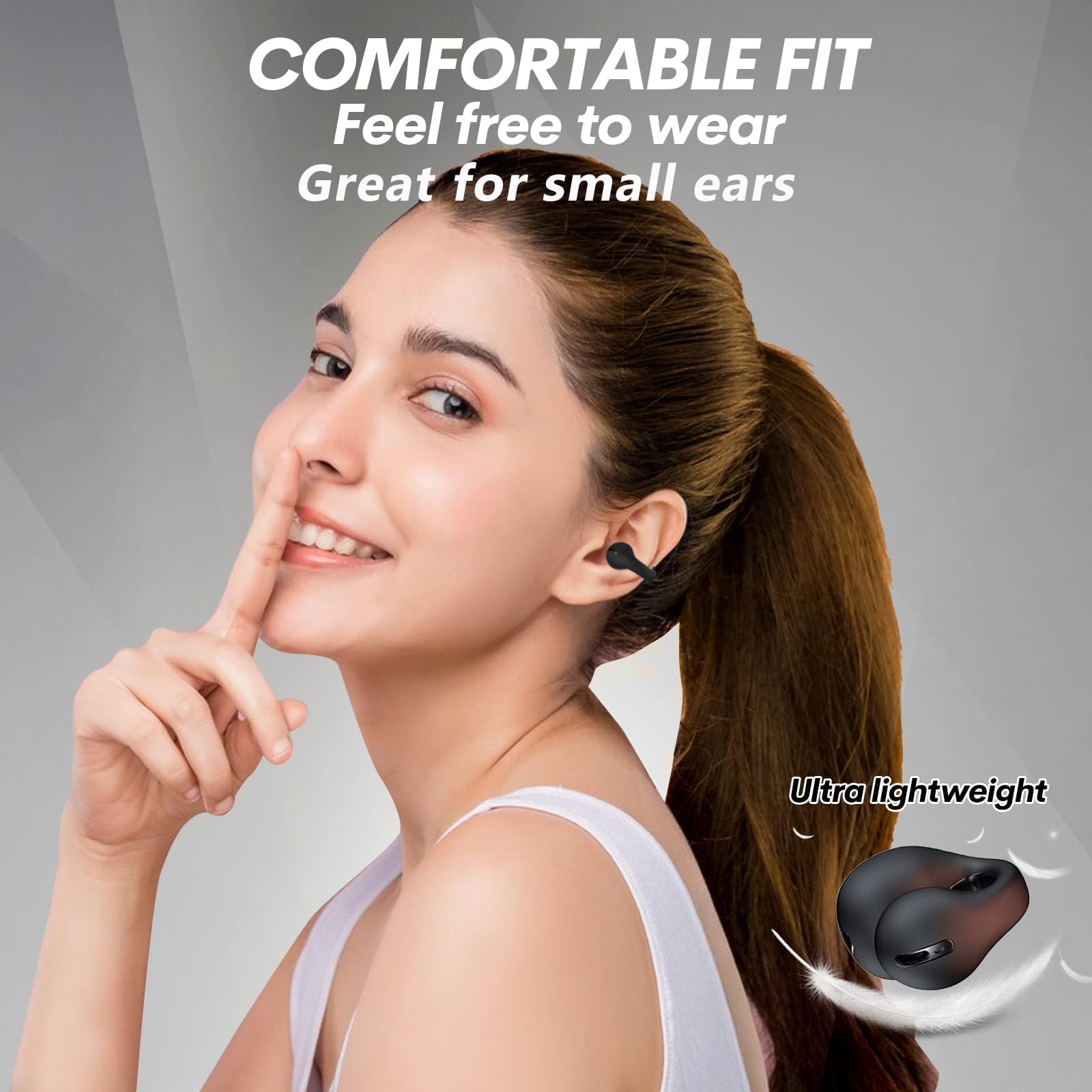 Wireless Bluetooth Bone Conduction Headphones - Open Ear Clip-On Sports Earbuds with Secure Fit - Sweatproof for Running, Cycling & Workout - Hands-Free Calling for Gym & Outdoor Activities