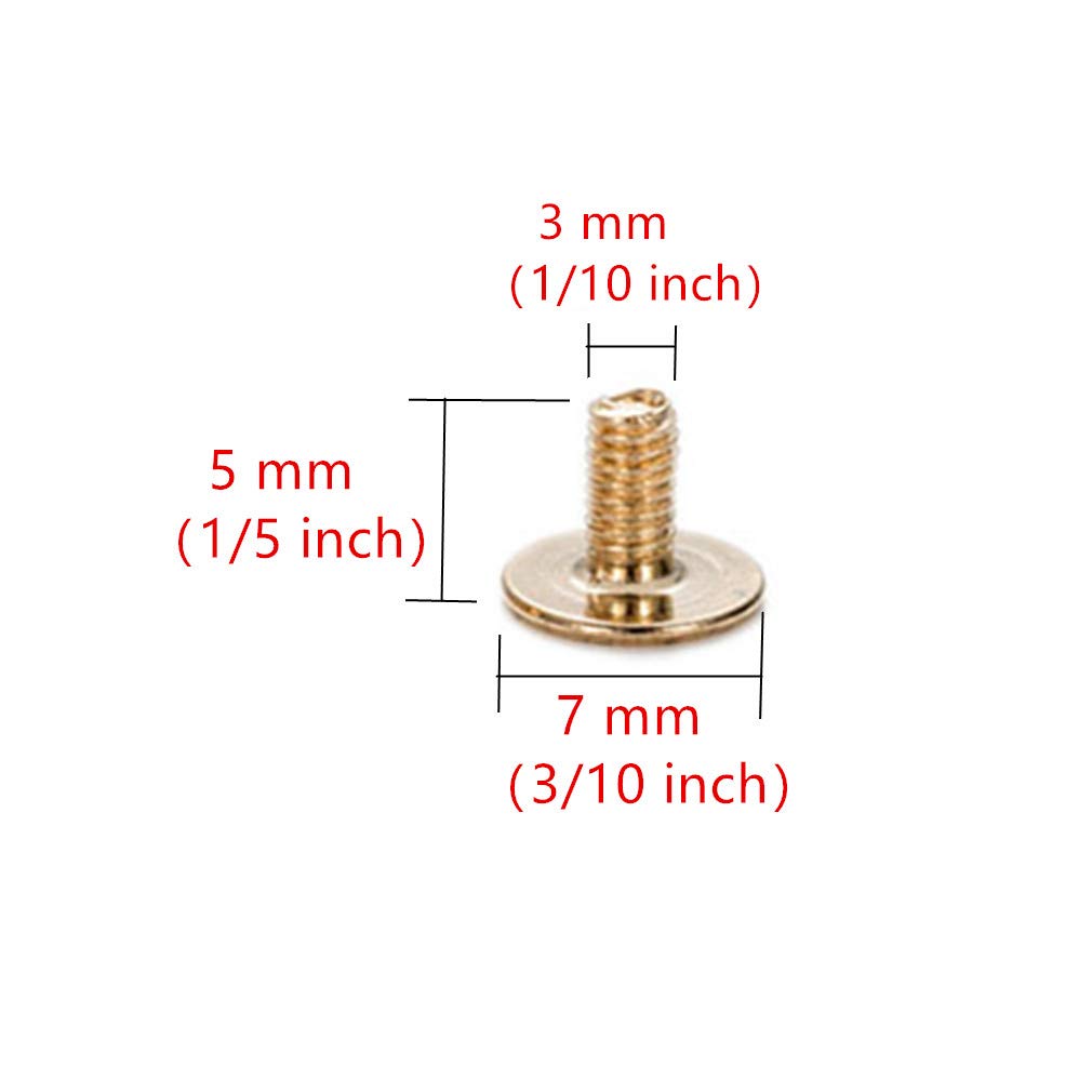 30 Pack Gold Round Head Button Studs 6x8x8mm - Screw Back Spots Nail Rivets for DIY Leather Crafting, Handmade Bags, Belts & Shoes Accessories Repair