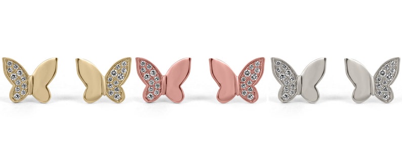0.20 Carats 14K Gold Natural Diamond Petite Butterfly Wing Stud Earrings for Women - Elegant Everyday Jewelry Gift for Her, Perfect for Parties, Weddings & Special Occasions