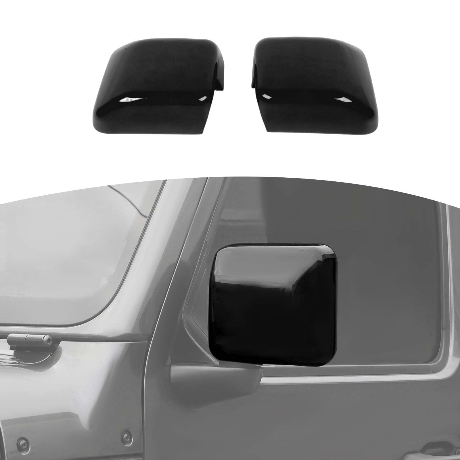 Jeep Wrangler JL JLU & Gladiator JT Side Mirror Cover Trim (2018-2024) - Black Exterior Accessories 2pcs - Durable Protection & Style Upgrade for Off-Road Adventures