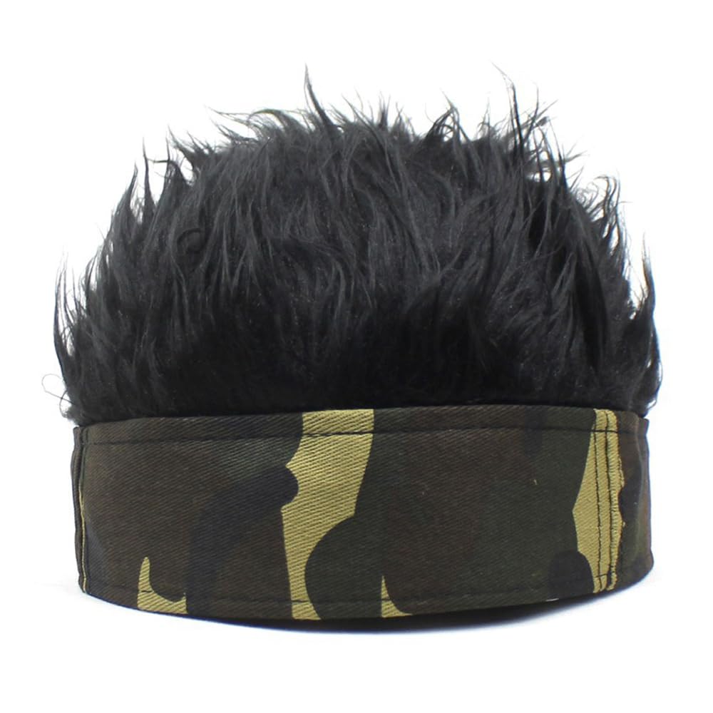 YEKEYI Spiked Funny Golf Visor Hat - Adjustable Novelty Wig Baseball Cap with Hair for Women & Men - Perfect for Costume Parties, Cosplay, and Sun Protection