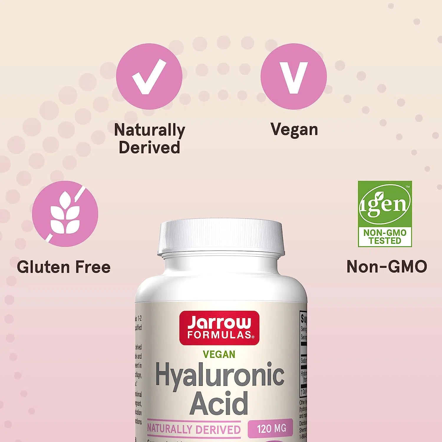 Jarrow Formulas Hyaluronic Acid 120mg Supplement for Joint & Skin Health - Supports Hydration & Mobility - Ideal for Daily Wellness Routine