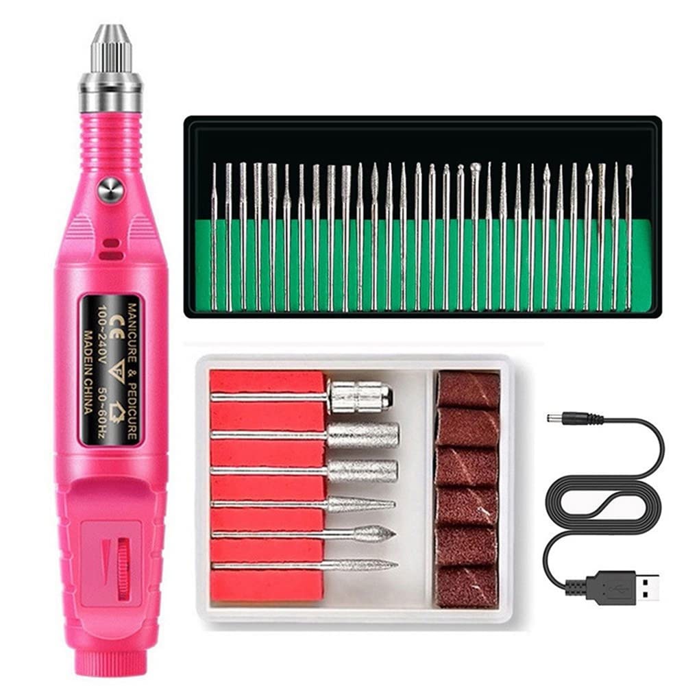 Arkaan Professional Electric Nail Drill Machine Kit - Rechargeable Nail File E-File for Acrylic Nails, Gel Polish & Manicures (Red) | Perfect for Salon, Home Use & Nail Art Enthusiasts