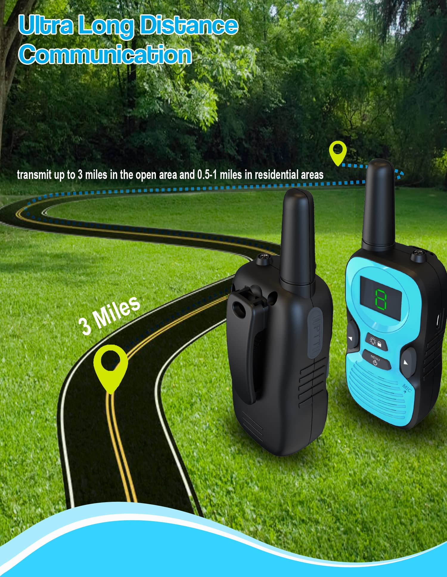 Best Rechargeable Walkie Talkies for Kids - 2 Pack Long Range Walky Talky for Outdoor, Hiking & Camping - Perfect Christmas Gift for Boys & Girls Ages 3-12 - Ideal for Family Adventures, Backyard Play & Emergency Communication