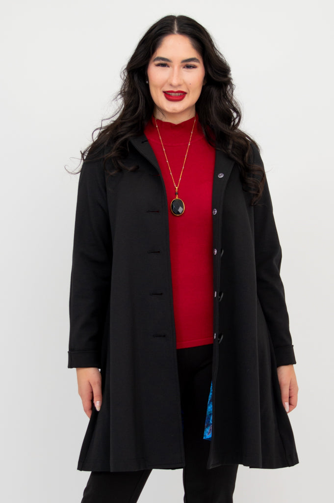 Florence Coat for Women - Soft Modal Fabric, Black Winter Trench Coat - Perfect for Office, Date Night & Cold Weather