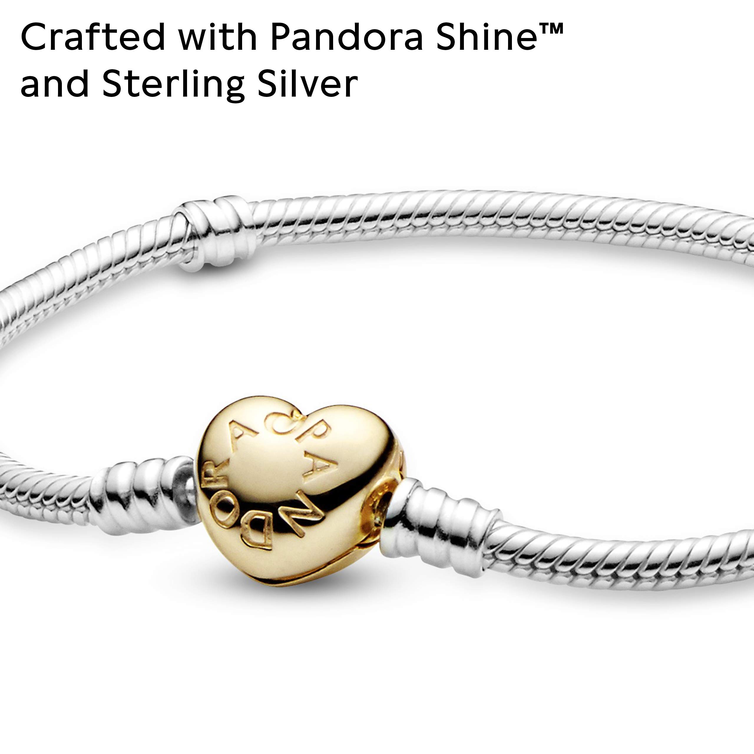 PANDORA Moments Heart Clasp Snake Chain Bracelet - Sterling Silver Charm Bracelet for Women - Gift Box Included - Perfect for Birthdays, Anniversaries & Valentine's Day Gifts