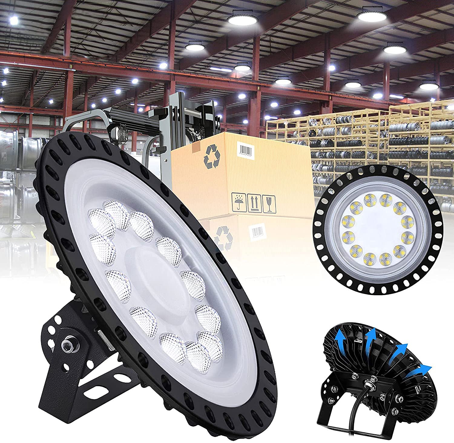 CHUNNUAN UFO LED High Bay Light 50W 5000LM 6500K Daylight - Super Bright Waterproof Industrial Lighting for Factory, Warehouse, Workshop - Energy Efficient & Durable LED Shop Light for Commercial & Industrial Use