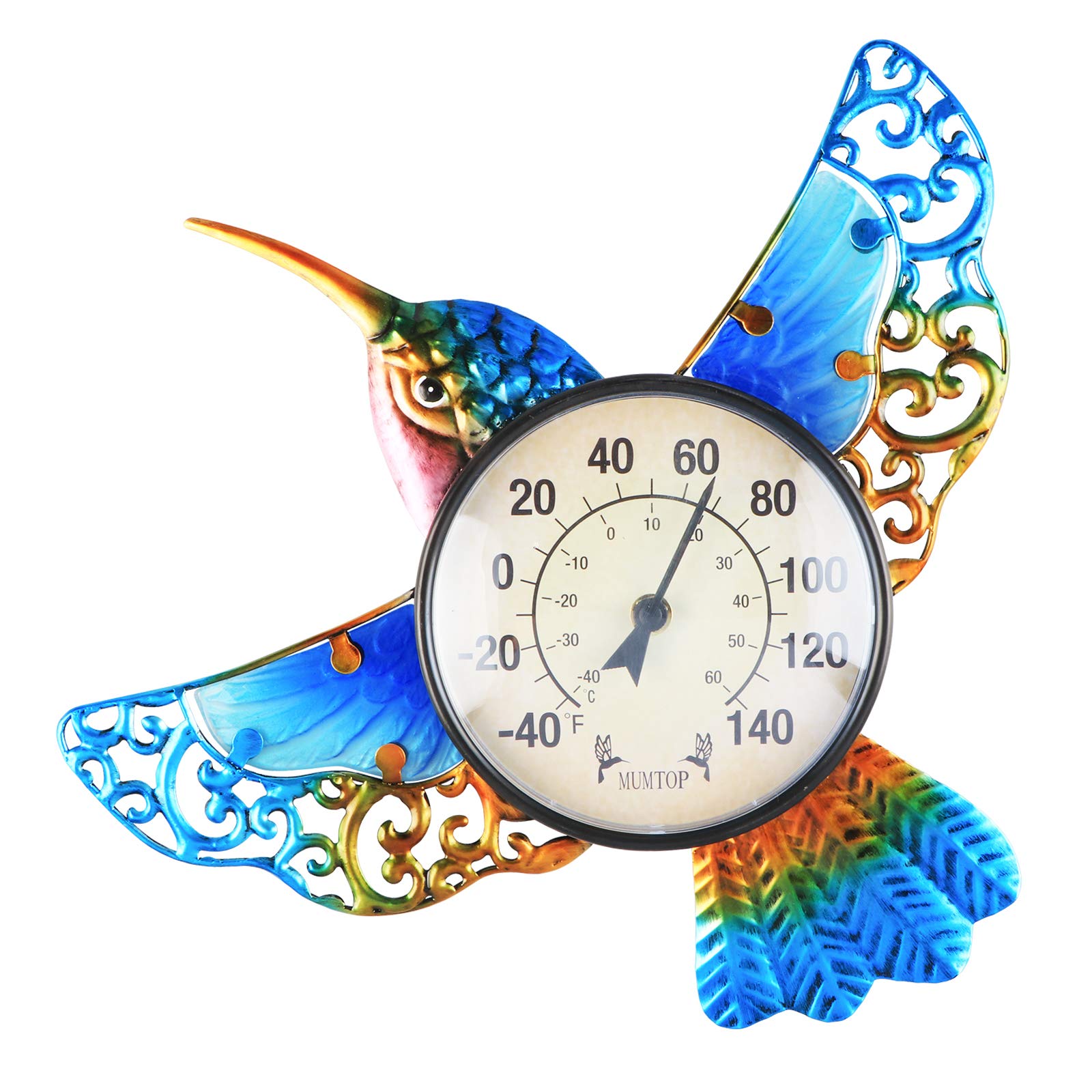 Accurate Indoor Outdoor Thermometer Hygrometer - Wall Mounted Weather Thermometer for Patio, Garden, Home - No Battery Required, Hanging Decor with Hummingbird Design | Perfect for Home, Office, Greenhouse & Weather Monitoring