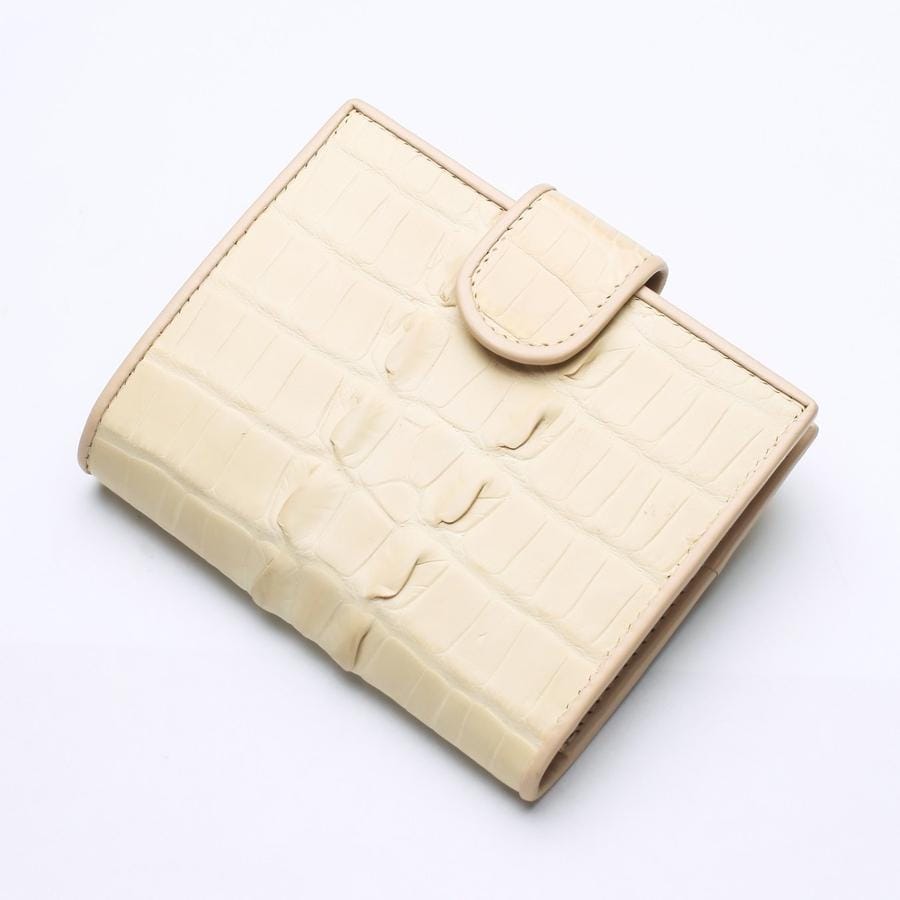 Luxury White Pearl Crocodile Leather Women's Wallet - Elegant Designer Clutch Purse for Everyday Use & Special Occasions