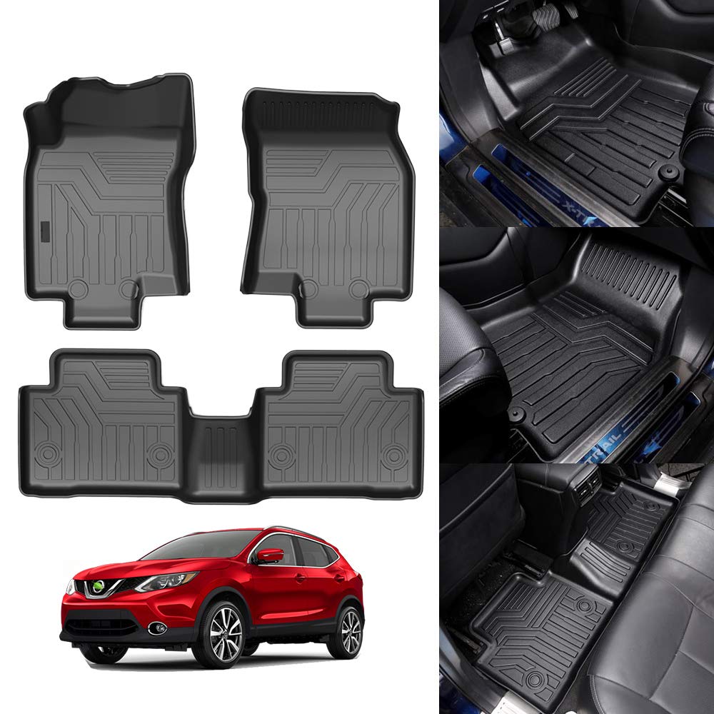 All-Weather TPE Floor Mats for Nissan Rogue 2014-2020 - Custom Fit High Edge Floor Liners, Durable Car Accessories (Excludes Sport & Select Models) | Perfect for Winter, Rain & Mud Protection