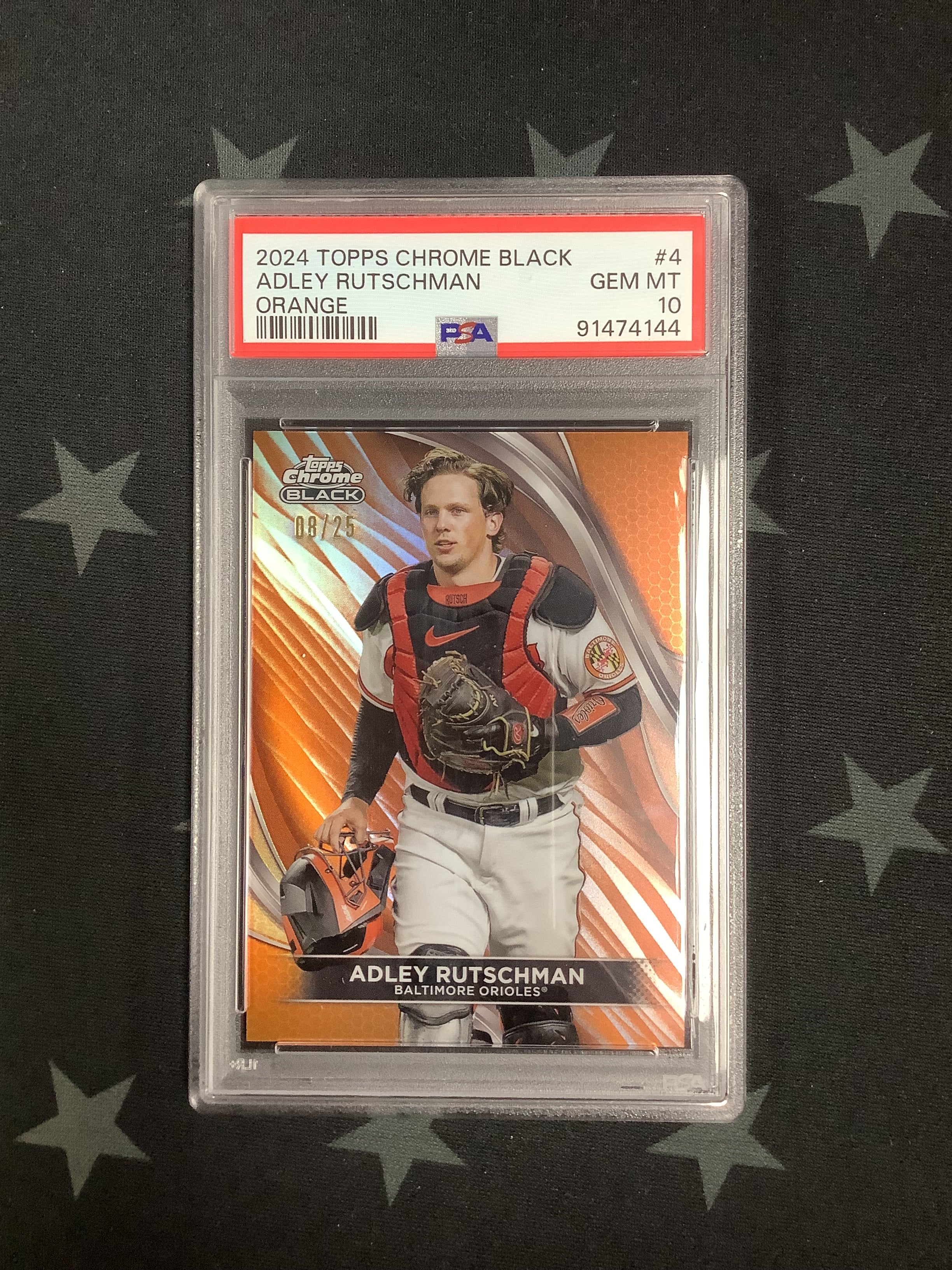2024 Topps Chrome Black Adley Rutschman Orange #08/25 PSA 10 Gem Mint Baseball Card - Rare Collectible for Sports Memorabilia & Investment