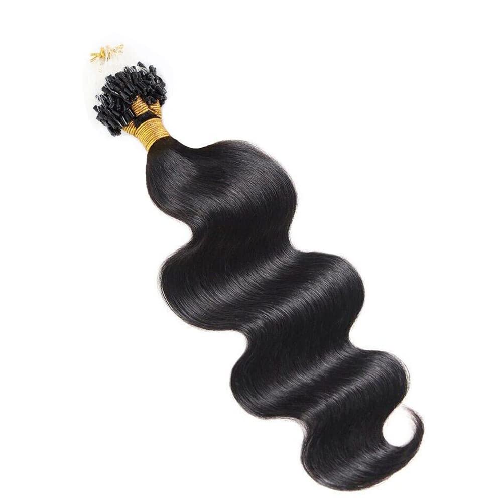 Body Wave Micro Loop Hair Extensions 100G - 100% Human Hair, 20 Inch Brazilian Wavy Hair for Black Women - 1G/Strand Microlink Bead Extensions (100 Strands) - Perfect for Daily Styling, Special Occasions & Volume Boosting