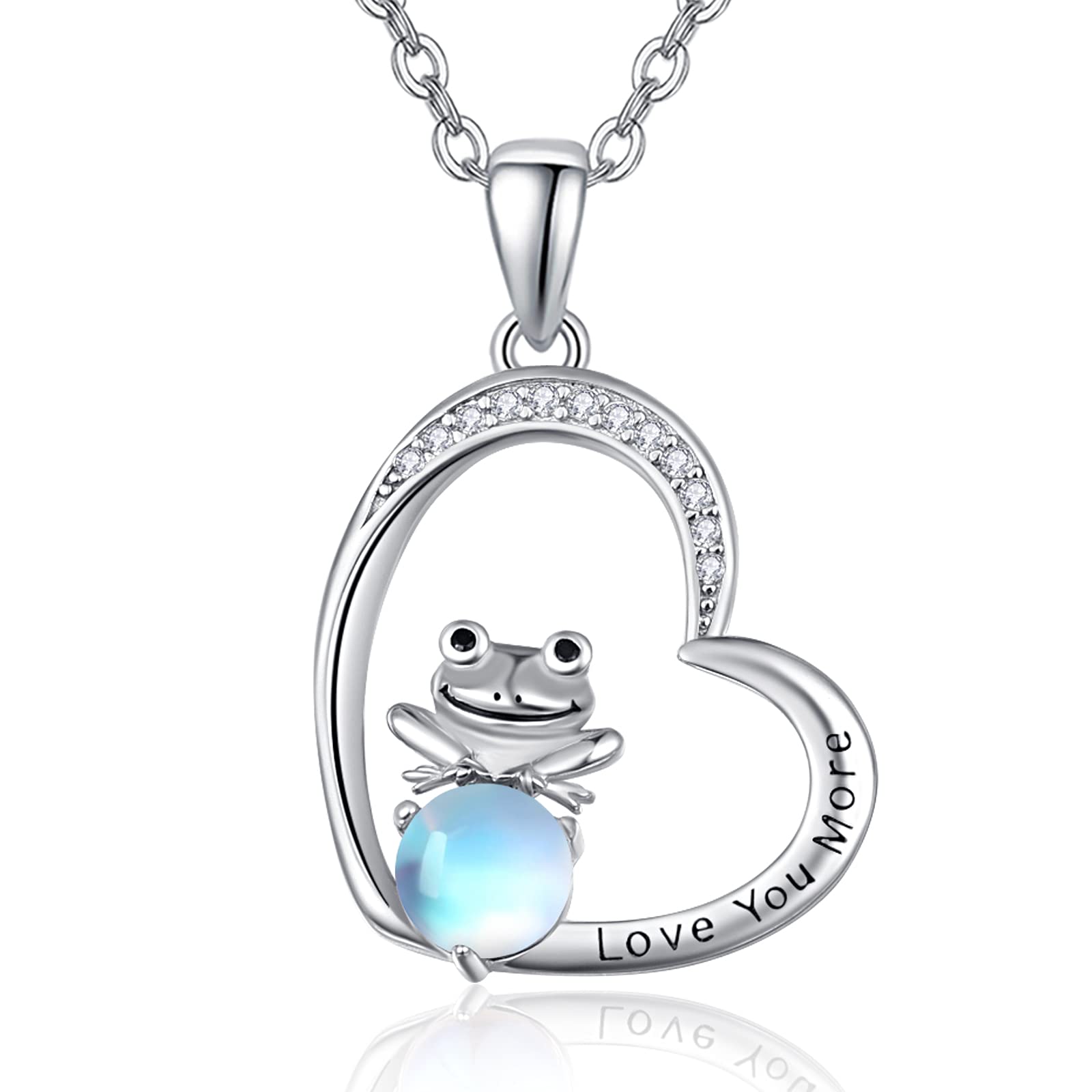 TANGPOET 925 Sterling Silver Frog Pendant Necklace for Women | S925 Silver Heart Jewelry with 18