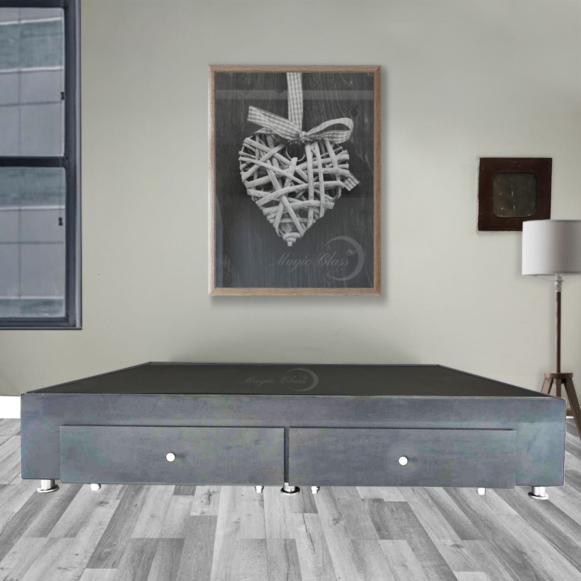 100x40cm Grey Bed Base with Drawers for Single Mattress 100x190cm - Perfect for Small Bedrooms & Guest Rooms