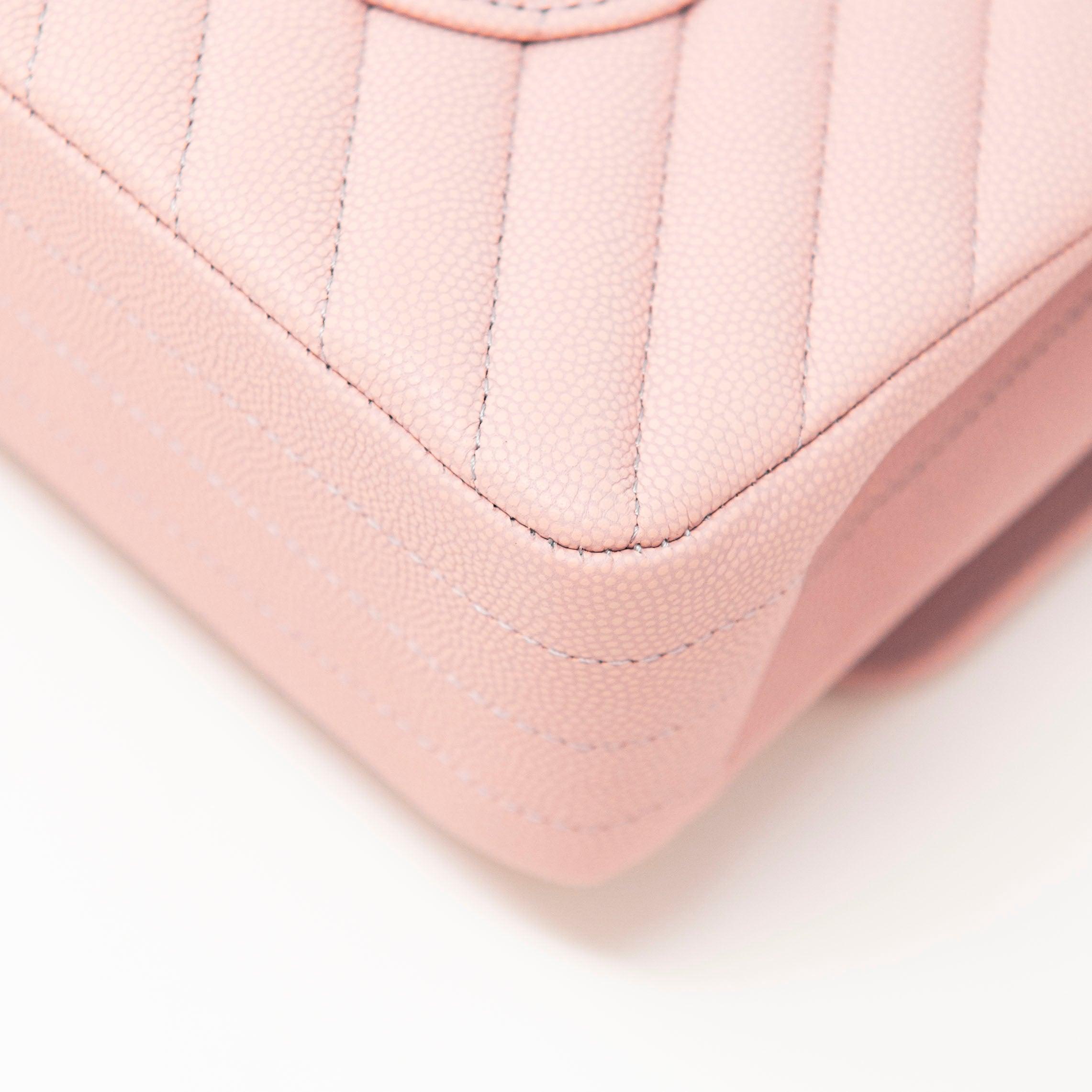 Chanel Pink Chevron Medium Classic Flap Bag - Luxury Quilted Leather Crossbody Purse for Women | Perfect for Date Night, Parties & Special Occasions