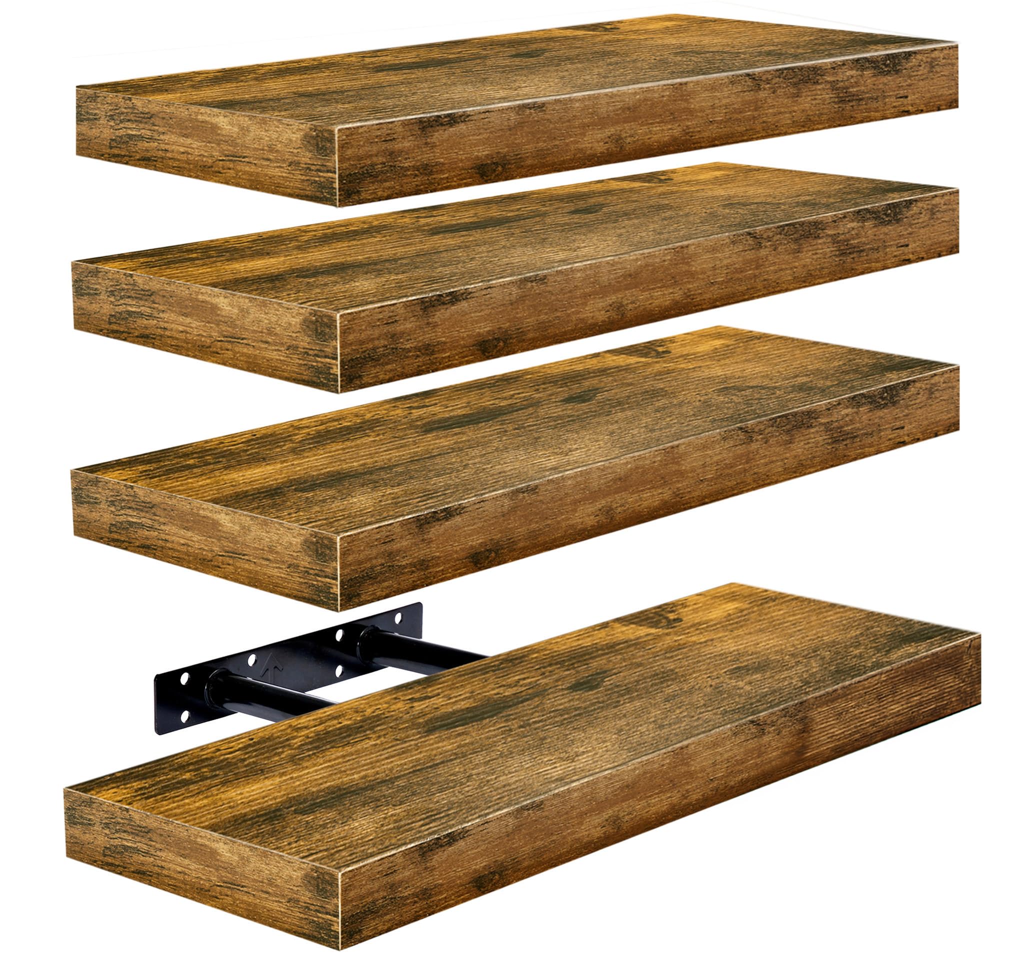 Sorbus Floating Shelves for Wall - 4 Pack Wall Mounted Shelves for Bathroom, Kitchen, Bedroom & Living Room - Over Toilet Storage, Hanging Bookshelf - Perfect for Home Decor & Space Saving Organization