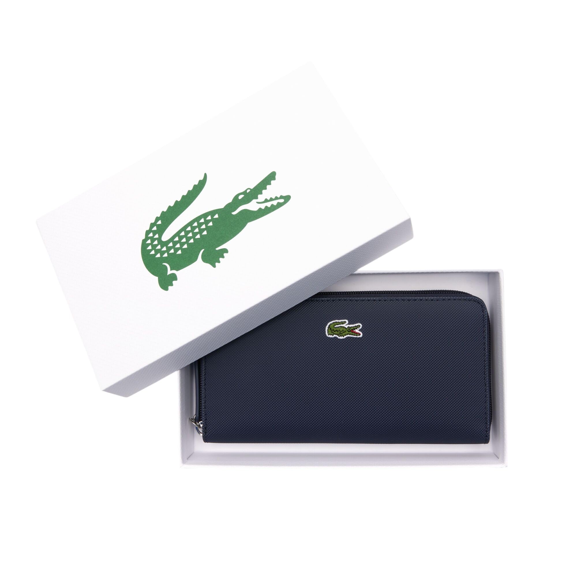 Lacoste Women's L.12 Concept Petit Pique 12-Card Zip Wallet - Slim RFID Blocking Leather Wallet for Credit Cards & ID - Perfect for Everyday Use, Travel, and Business
