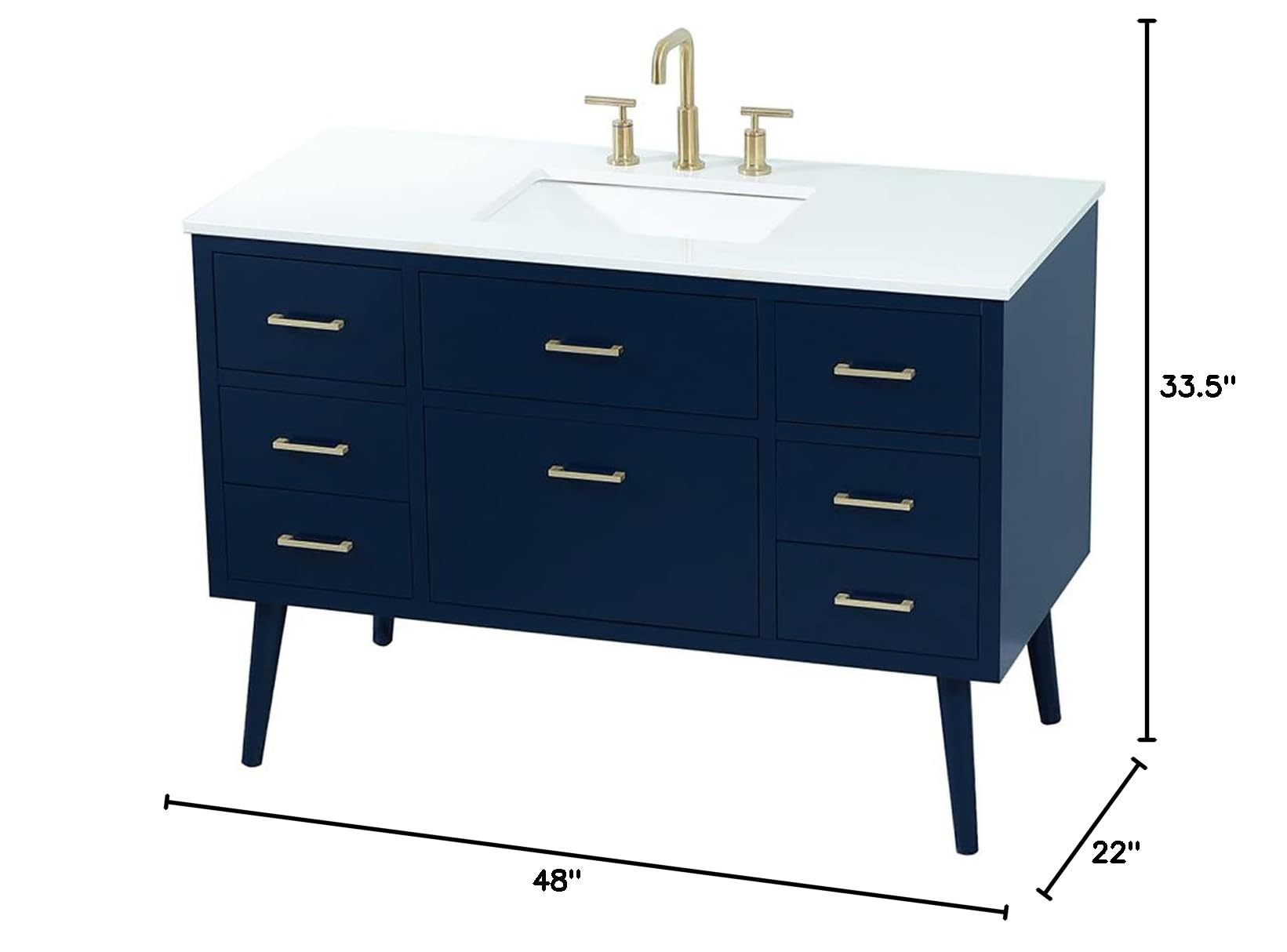 48 Inch Blue Bathroom Vanity Cabinet with Sink - Modern Elegant Kitchen & Bath Storage for Small Spaces | Perfect for Master Bath, Guest Bathroom Remodeling