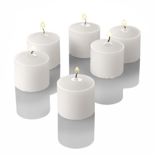 144-Pack Richland Unscented White Votive Candles & 144-Pack Eastland Frosted Glass Votive Holders Set - Perfect for Weddings, Parties, and Home Decor