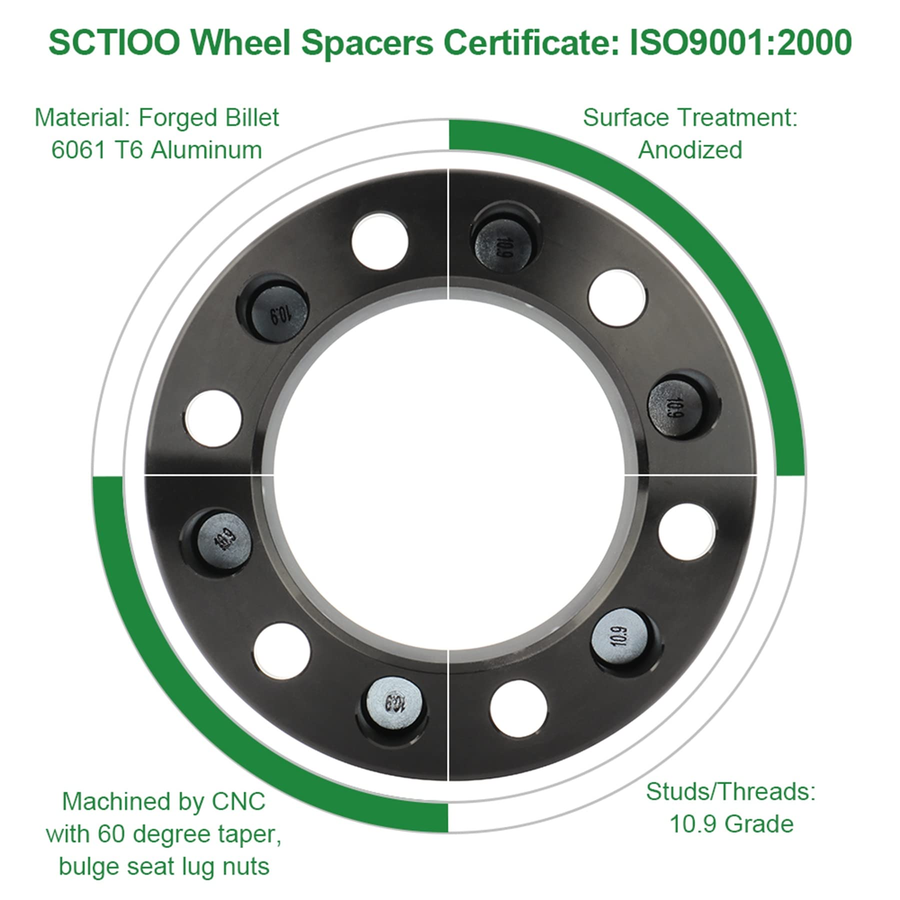 SCITOO 4X 4x101.6 2 Inch Wheel Spacers Adapters - 4 Lug 4x101.6mm to 4x101.6mm 1/2