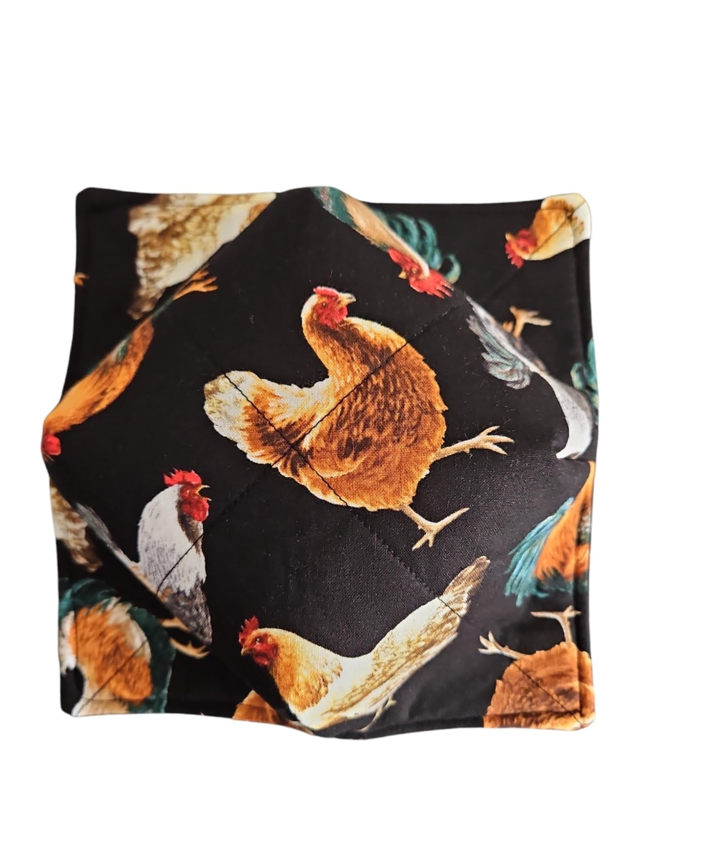 Microwave Safe Quilted Bowl Cozy for Soup & Hot Dishes - Insulated Bowl Holder for Roosters & Chickens Theme - Perfect Housewarming Gift & Kitchen Accessory - Great for Microwave Meals, Office Lunches & Cozy Family Dinners