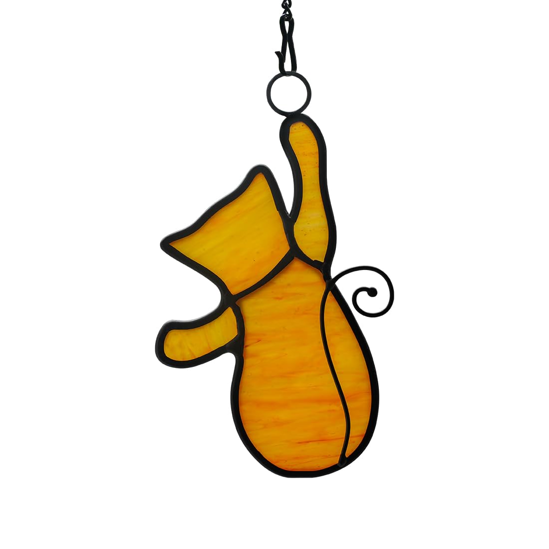BOXCASA Orange Cat Stained Glass Suncatcher - Window Decor Gift for Cat Lovers