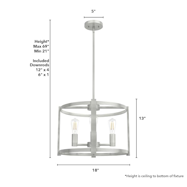 Hunter Astwood 4-Light Chandelier in Brushed Nickel - Modern Ceiling Light Fixture for Dining Room, Bedroom & Living Room Decor