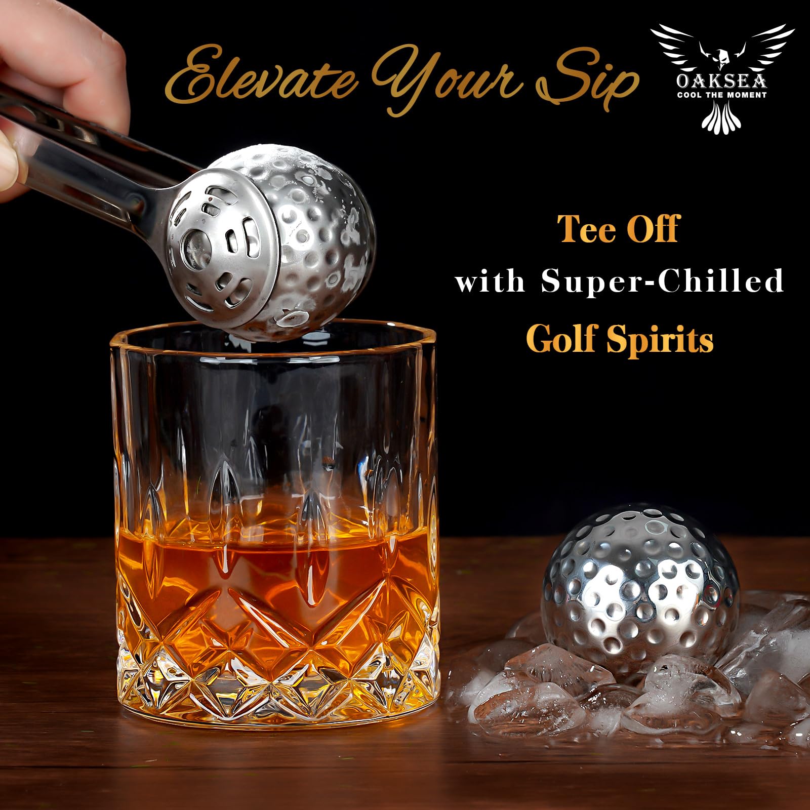 Whiskey Stones Gift Set for Men - Golf Ball Shaped Stainless Steel for Bourbon & Scotch