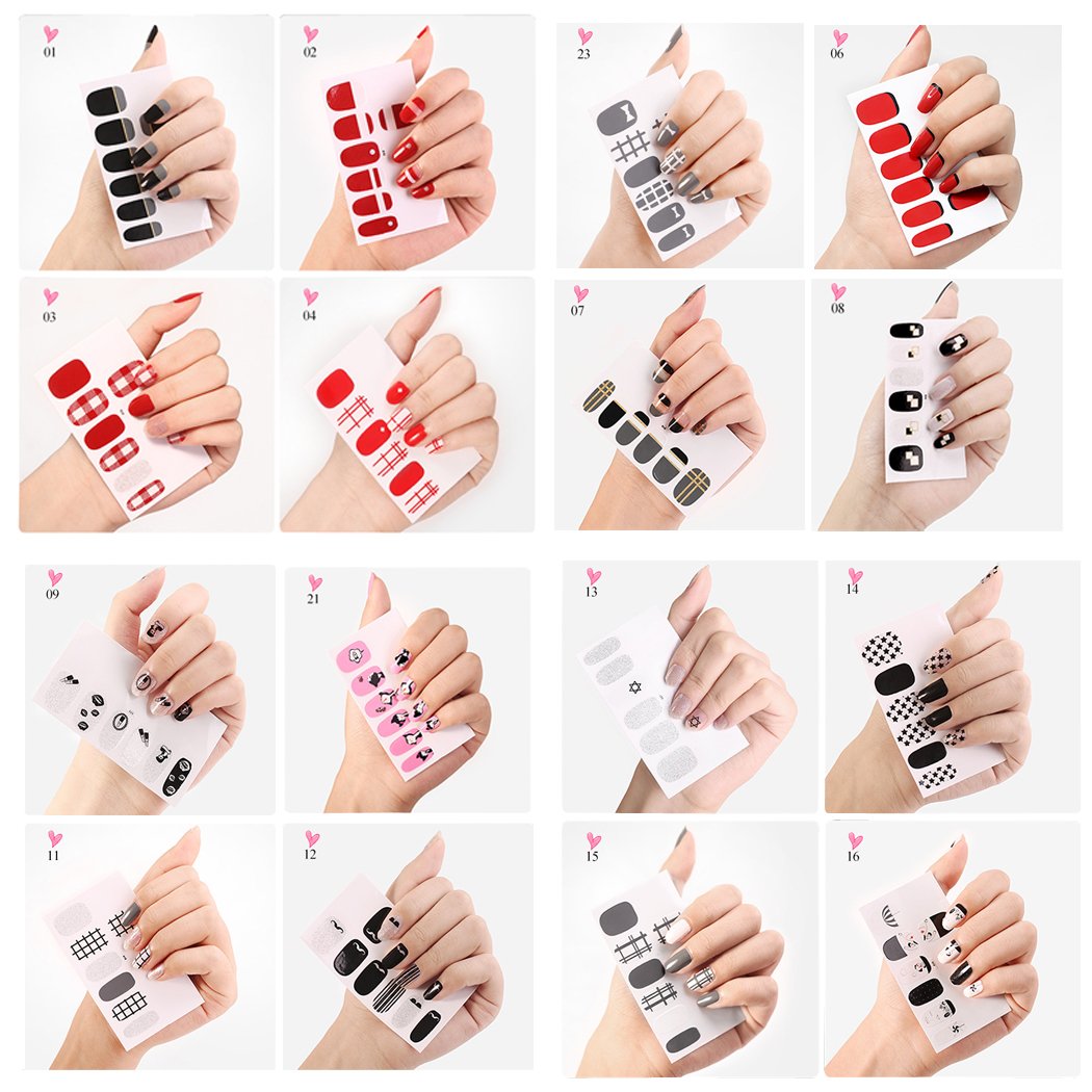 Colorful Nail Art Stickers & Decals - 20 Sheets for False Nails, Manicure Designs | Perfect for DIY Nails, Salon Use, Parties & Special Occasions