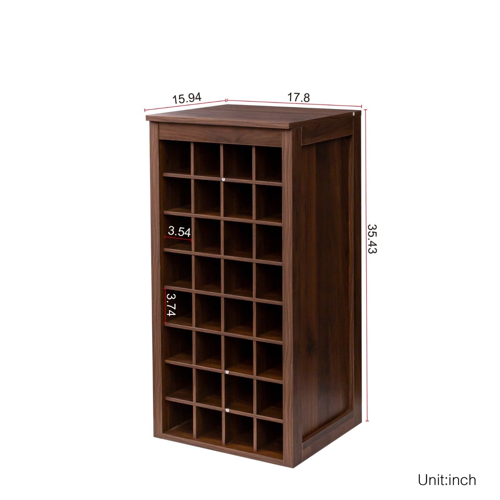 Modern Sleek Design Modular Wine Cabinet for Dining Room - 32-Bottle Storage, Walnut Brown - Perfect for Home Bar, Wine Cellar & Entertaining Guests
