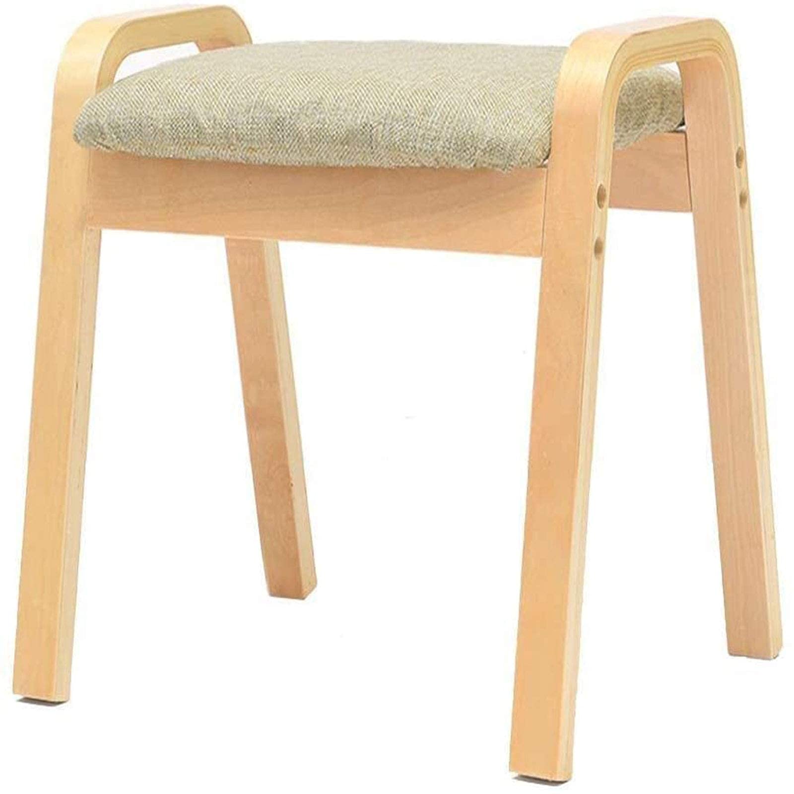 Retro Wood Ottoman Foot Stool with Padded Linen Cushion - Dustproof Floor Footrest, Standing Chair Bench for Living Room, Bedroom & Office - Gray