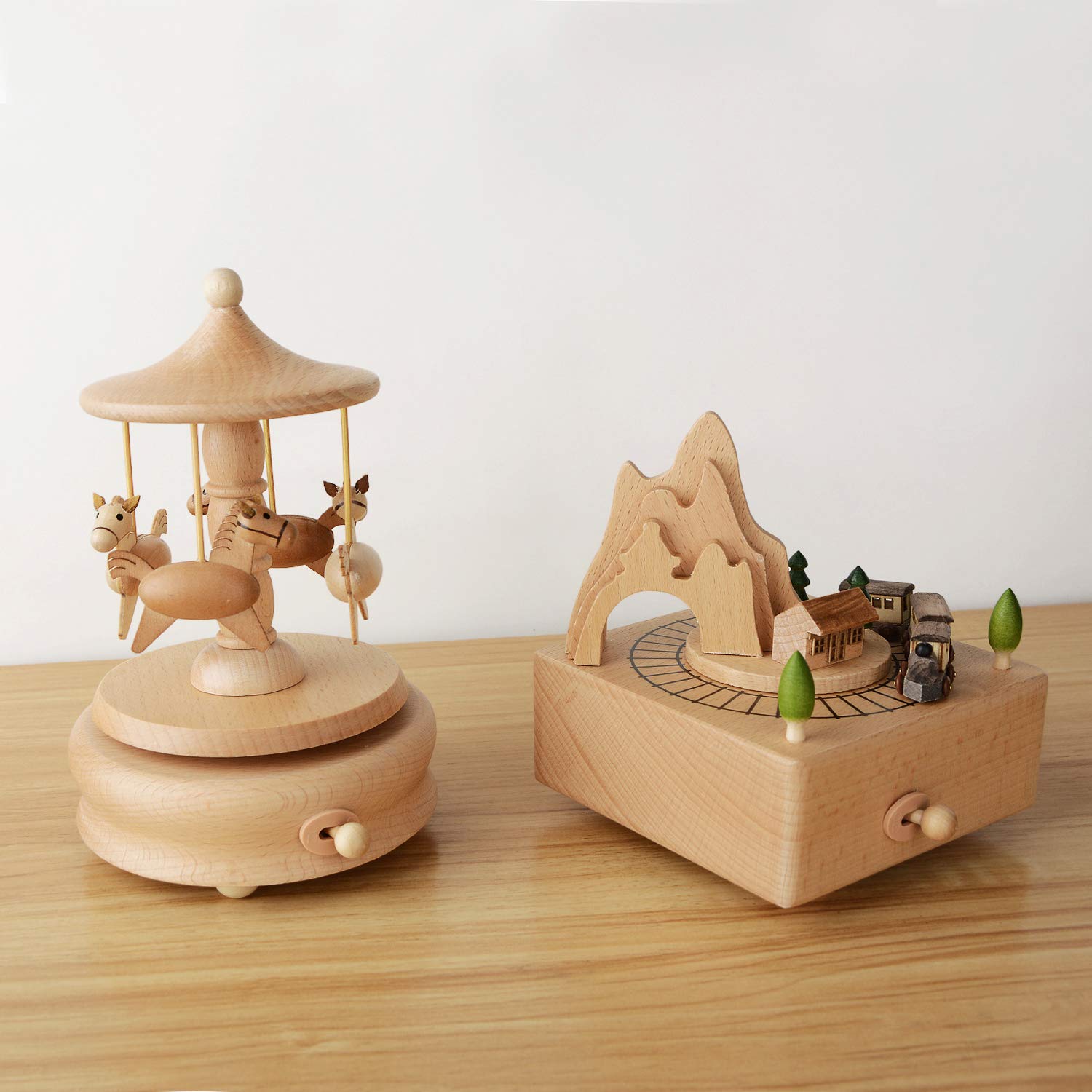 Beautiful Wooden Merry-Go-Round Music Box - Plays Canon in D - Perfect Valentine's Day, Birthday & Travel Gift for Girls & Women - Romantic Home Décor & Special Occasion Present